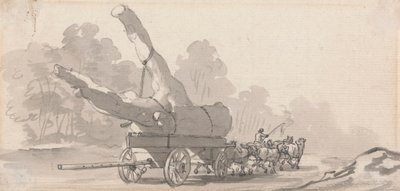 Kar met een grote boomstam door Paul Sandby