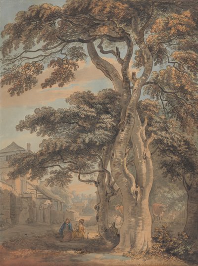 Koppel in een Boerenhof door Paul Sandby