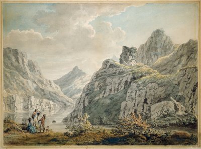 Dolbardarn Kasteel en Llanberris Meer, 1764 door Paul Sandby