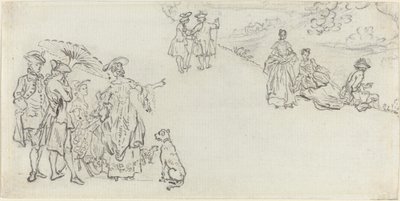 Dames en heren in een landelijk park door Paul Sandby