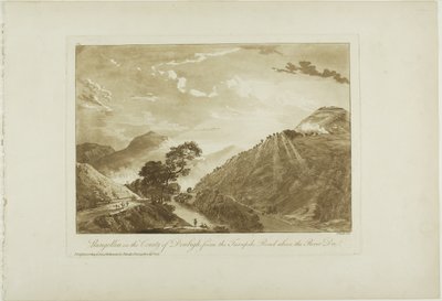 Llangollin in het Graafschap Denbigh, vanaf de Tolweg Boven de Rivier Dee door Paul Sandby
