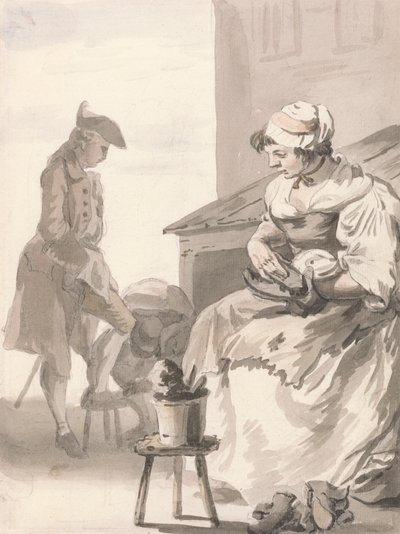 Londense Kreten: Schoenpoetser door Paul Sandby