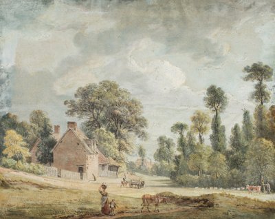 Uitzicht op Egham Hill door Paul Sandby
