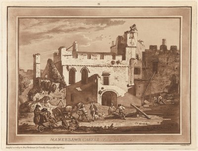 Kasteel Manerbawr vanuit de Binnenplaats door Paul Sandby