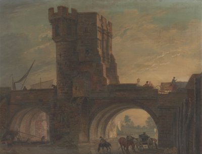 Oude Brug bij Shrewsbury door Paul Sandby
