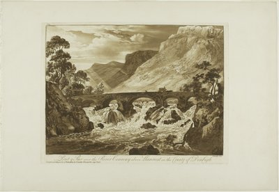 Pont y Pair over de rivier Conway boven Llanrwst in het graafschap Denbigh door Paul Sandby
