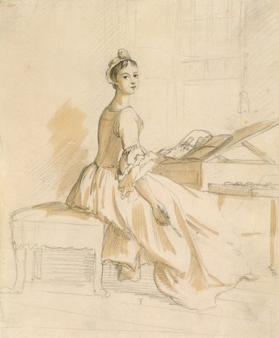 Portret van een dame aan een tekentafel door Paul Sandby