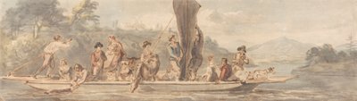 Rivierveer met Veel Passagiers en Dieren door Paul Sandby