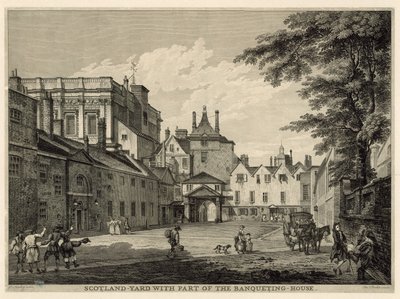 Scotland Yard met een deel van het Banketgebouw door Paul Sandby
