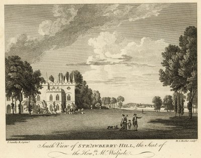 Zuidelijk uitzicht op Strawberry Hill, Twickenham, Londen, de zetel van de Eerwaarde Horace Walpole door Paul Sandby