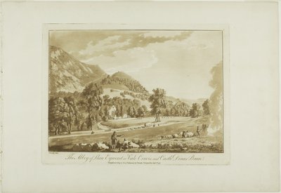 De Abdij van Llan Egnerst of Vale Crucis, en Kasteel Dinas Bran door Paul Sandby