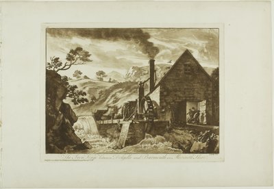De ijzersmederij tussen Dolgelli en Barmouth in Merioneth Shire door Paul Sandby