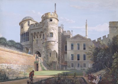 De Normandische Poort en het Huis van de Plaatsvervangend Gouverneur door Paul Sandby