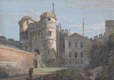 De Normandische Poort en het Huis van de Plaatsvervangend Gouverneur door Paul Sandby