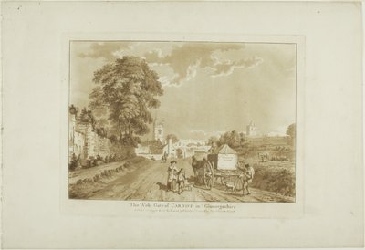 De westelijke poort van Cardiff in Glamorshire, plaat één uit Twelve Views in Wales door Paul Sandby