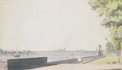 Uitzicht vanaf Somerset House Garden, kijkend naar Westminster Bridge, 1756 door Paul Sandby