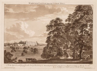 Uitzichten van Warwick Castle: Warwick Castle vanaf de Lodge Hill door Paul Sandby