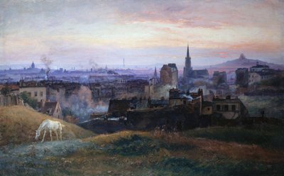 Panoramisch uitzicht op Parijs, genomen vanaf de hoogten van Ménilmontant door Paul Schaan