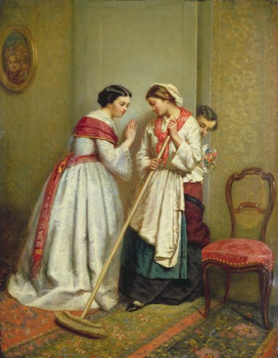De loop van ware liefde verloopt nooit gladjes (olieverf op paneel) door Paul Seignac