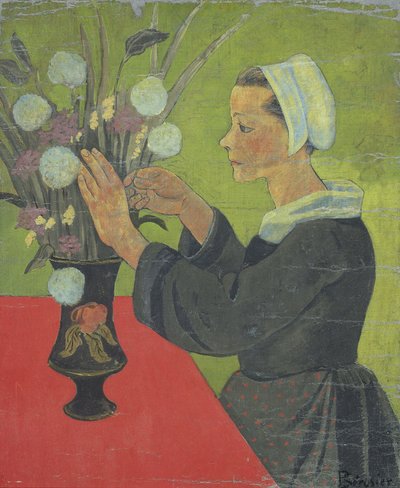 Bretonse met boeket (Huelgoat) door Paul Sérusier