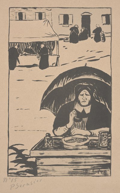 De snoepverkoper met een paraplu door Paul Sérusier