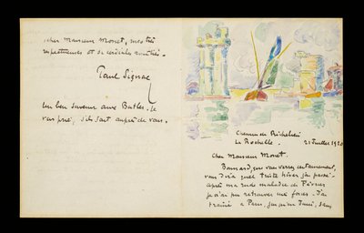 Autograaf brief aan Claude Monet, 21 juli 1920 door Paul Signac