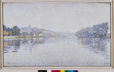 Oevers van de rivier. De Seine bij Herblay door Paul Signac