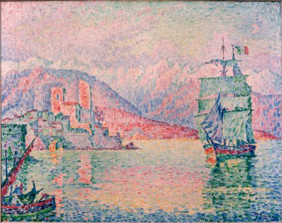 Haven van Antibes in avondlicht door Paul Signac
