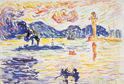 De Haven van Saint-Tropez met Torpedojager Midi de la France door Paul Signac