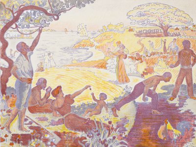 In de Tijd van Harmonie: De Vreugde van het Leven - Zondag aan Zee door Paul Signac