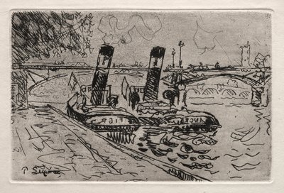 Parijs, De Pont des Arts met Remorqeurs door Paul Signac