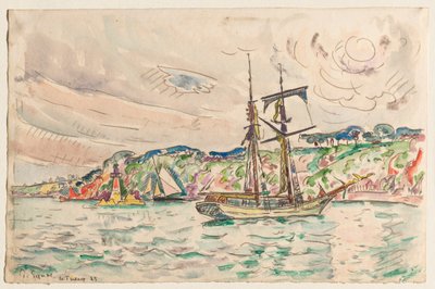 Schepen bij de Trieux-rivier door Paul Signac