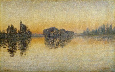 Zonsondergang, Herblay door Paul Signac