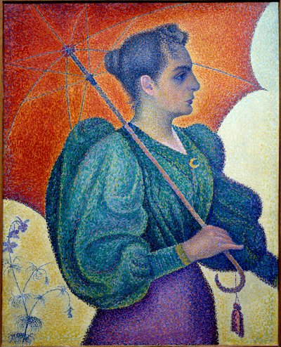 De vrouw heeft de paraplu door Paul Signac