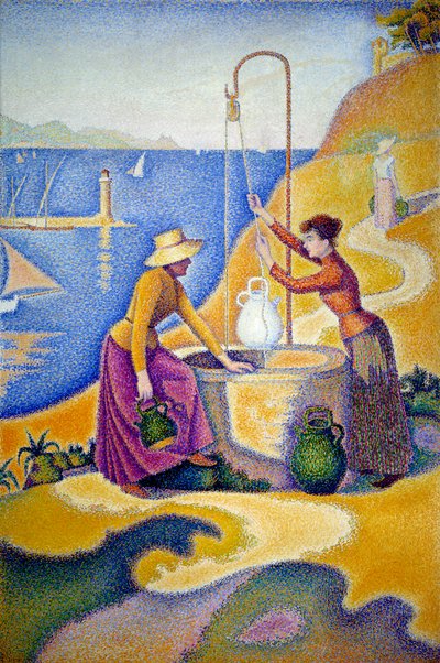 Vrouwen bij de bron of Jonge Provençaalse vrouwen bij de bron. Schilderij door Paul Signac (1863-1935) door Paul Signac