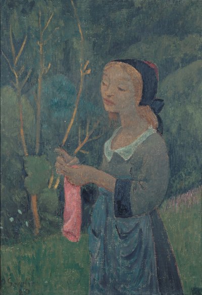Meisje met een roze kous door Paul Sérusier