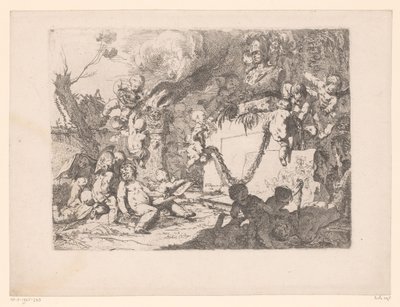 Putti bij een heiligdom van Minerva door Paul Troger