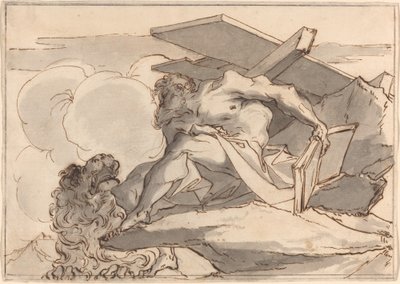 Sint Hiëronymus in de wildernis door Paul Troger