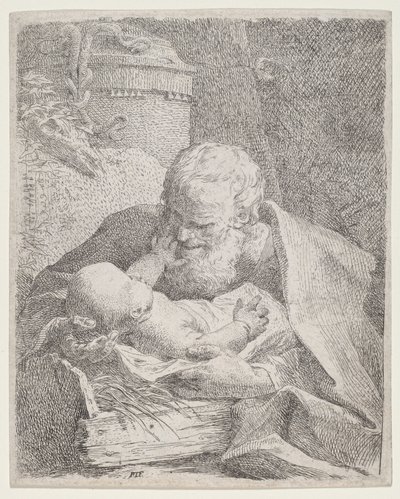 Sint Jozef met het Christuskind door Paul Troger