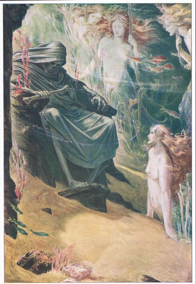 Volle vijf vadems ligt je vader: van zijn botten zijn koraal gemaakt, illustratie uit De Storm, 1908 door Paul Vincent Woodroffe