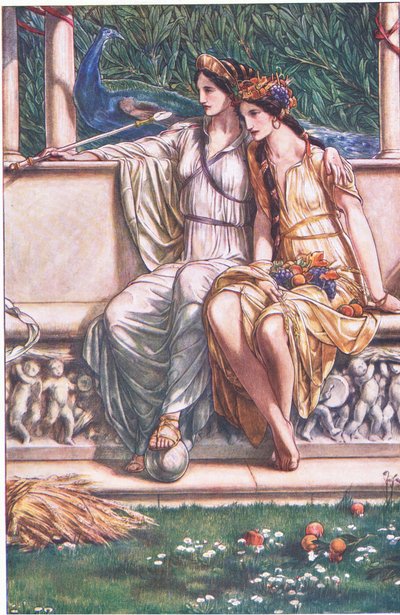Juno, Ceres en het Masque van de nimfen en Maaier, illustratie uit De Storm, 1908 door Paul Vincent Woodroffe