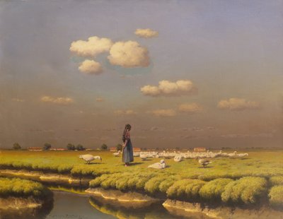 Landschap met ganzenmeisje door Paul Wilhelm Keller Reutlingen