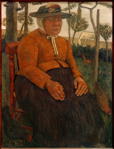 Oude arme vrouw, zittend in de tuin door Paula Modersohn Becker