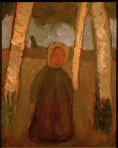 Kind onder berken door Paula Modersohn Becker