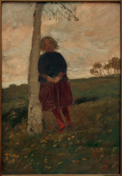Meisje bij berkenstam (ook: Meisje bij boom) door Paula Modersohn Becker