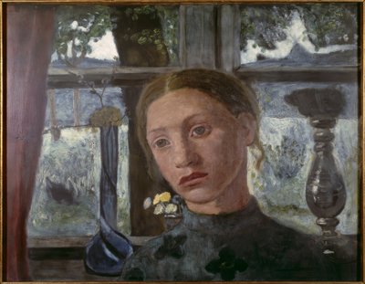 Meisjeshoofd voor een raam door Paula Modersohn Becker