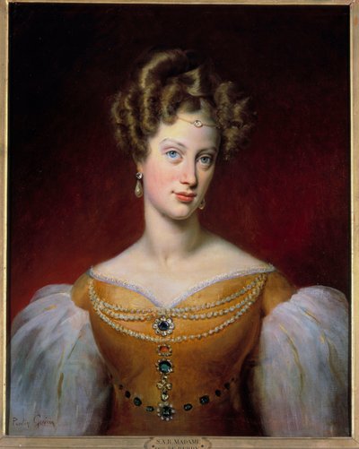 Portret van Marie Caroline, Prinses van Bourbon - Sicilië en Hertogin van Berry (1798-1870) door Paulin Jean Baptiste Guerin