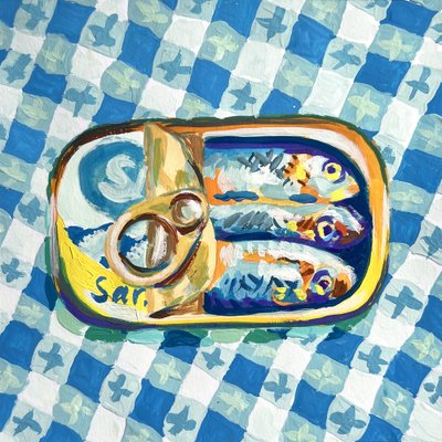 Sardientjes op blauwe ruitjes door Pauline Wegman | Key and Sea Creative