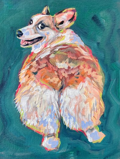 Levendige corgi door Pauline Wegman | Key and Sea Creative