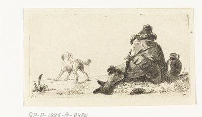 Man met hond door Paulus Charles Gerard Poelman